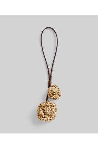 Leather & Crocheted Straw Flower Charm