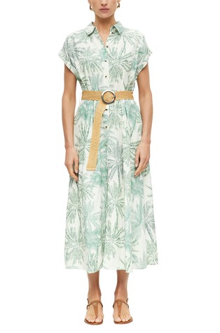 Midi shirt dress with pattern and belt