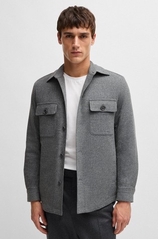 Relaxed fit košulja-jakna od flanelske mješavine vune