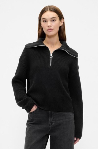 Ženski pleten pulover s djelomičnim patentnim zatvaračem