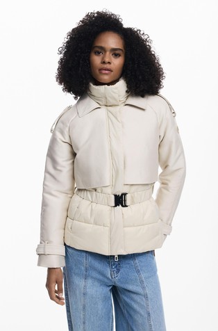 Jakna od kombinacije tkanina s remenom