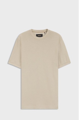 Mercerised-cotton T-shirt with basket weave