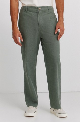 Cotton and linen straight fit trousers