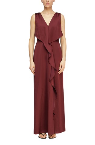 Satenska haljina s V-izrezom i volanima