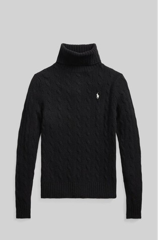 Pleten pulover od vune i kašmira s visokim ovratnikom