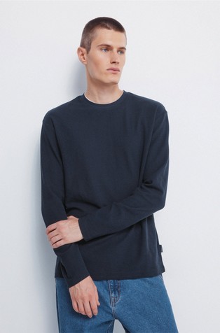 Strukturirana majica dugih rukava s dvostrukim ovratnikom