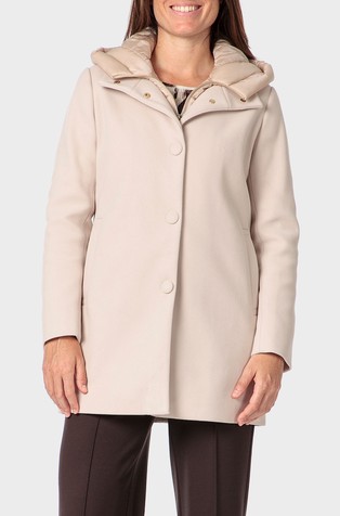 Short coat with removable hooded bib insert