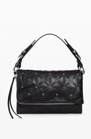 Faux-leather bag with perforations