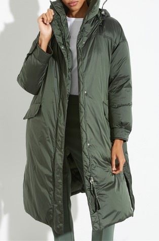Oversized padded coat with removable hood