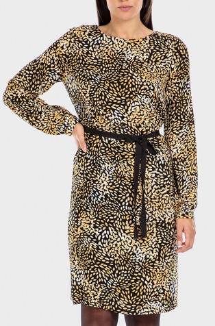 Viskozna haljina s uzorkom i trakom za vezanje