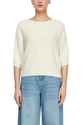 Sweater with sequins and 3/4 sleeves