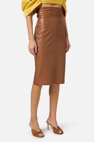 Kožna suknja s logo detaljem