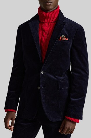 Polo modern fit sako od rastezljivog baršuna