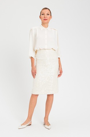 Crêpe de Chine cropped shirt