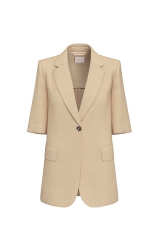 Short-sleeved viscose and linen blazer