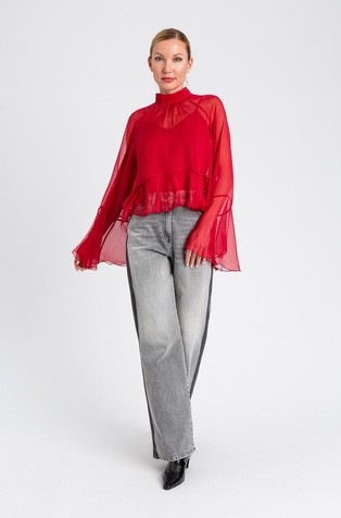 Prozirna bluza s volanima