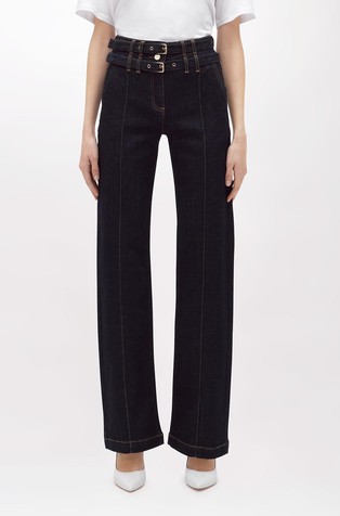 Straight fit jeans hlače s dvostrukim remenom