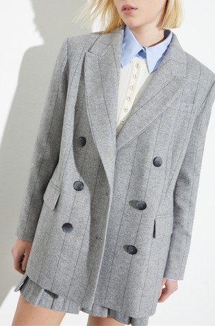 Double-breasted flannel blazer