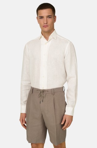 Regular fit lanena košulja s prugastim uzorkom