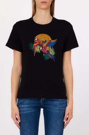 T-shirt with print and appliqués