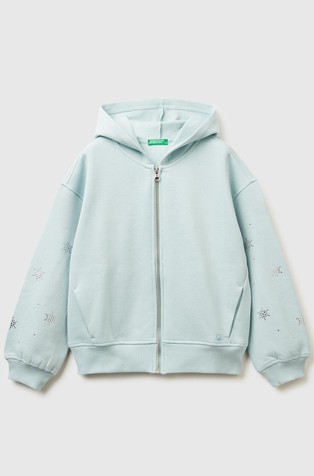 Pulover s kapuljačom i ukrasnim kamenčićima