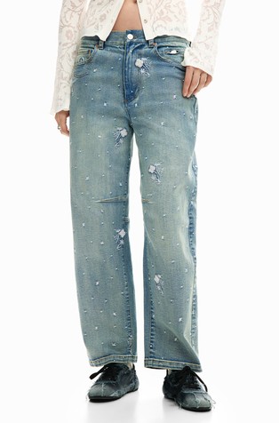 Balon jeans hlače s vezovima