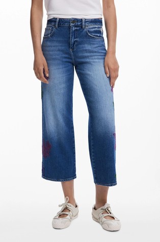Culotte jeans hlače s vezovima