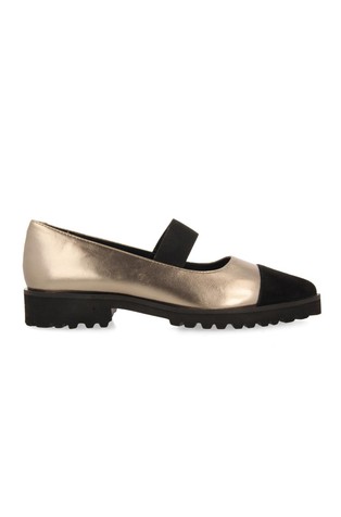 Kožne balerinke s metalnim sjajem i kontrastnim umetkom