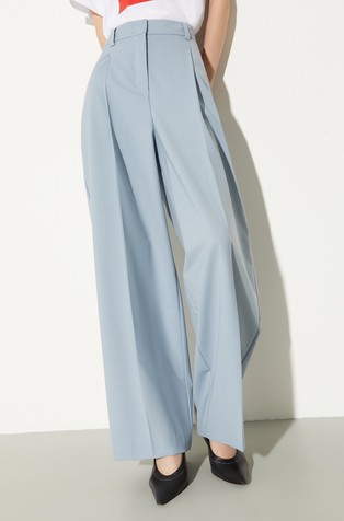 Wide-leg wool-blend trousers