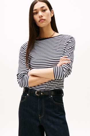 Slim fit rebrasta majica dugih rukava