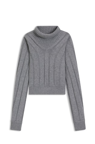 Pleten pulover od vune i kašmira s visokim ovratnikom