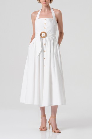 Sleeveless chemisier dress middle length made in popeline