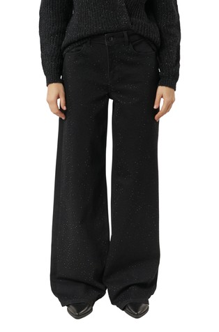 Široke jeans hlače s ukrasnim kamenčićima