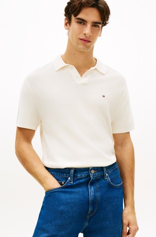 Relaxed fit pletena polo majica kratkih rukava