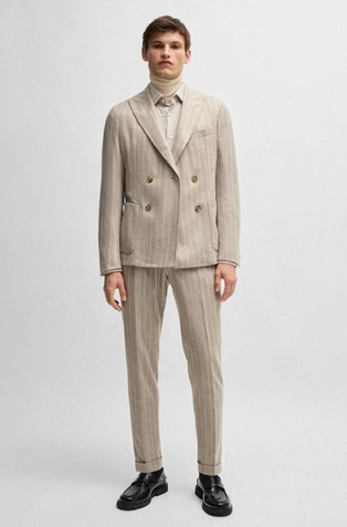 Slim fit prugasto odijelo od mješavine vune