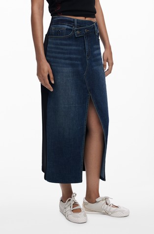 Midi suknja od kombinacije tkanina