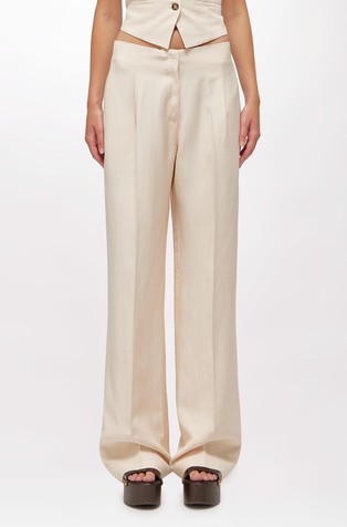 Viscose and linen blend trousers