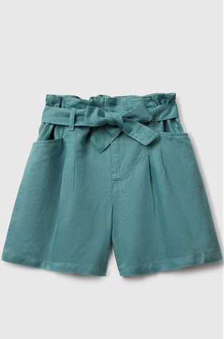 Kratke hlače od mješavine lana s trakom za vezanje