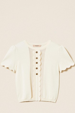 Pleten pulover kratkih rukava od mješavine viskoze