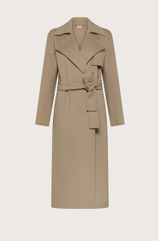 Wool blend coat with belt