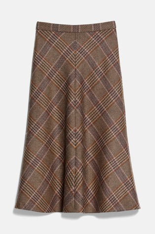 Flared tartan midi skirt