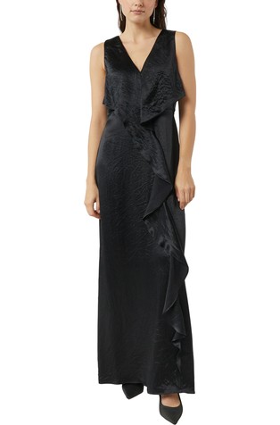 Duga satenska haljina s dubokim V-izrezom