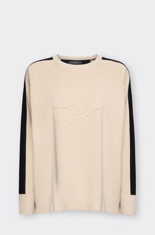 Viscose blend sweater With Inlay Fabric Back