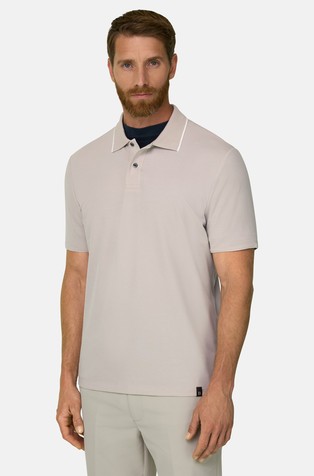 Polo in Stretch Cotton Blend Piqué Cool Jade-Fresh