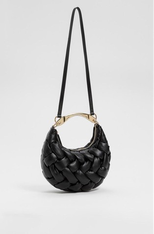 Croissant handwoven bag in faux-leather