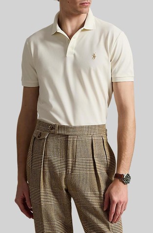 Custom slim fit rastezljiva polo majica s mrežastom strukturom