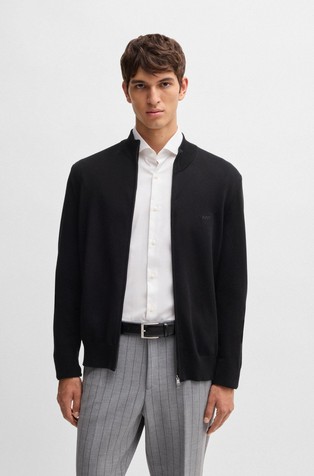 Strukturirano pleten pamučni kardigan s patentnim zatvaračem