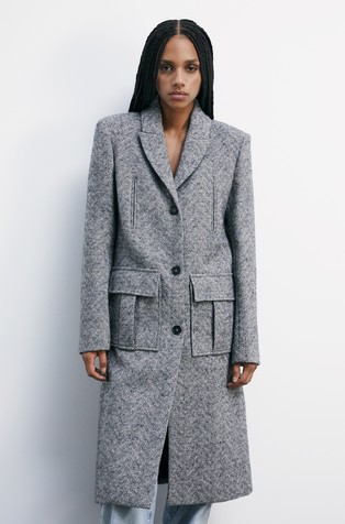 Midi kaput s uzorkom riblje kosti