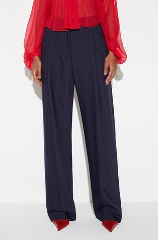 Pinstriped trousers in wool-blend