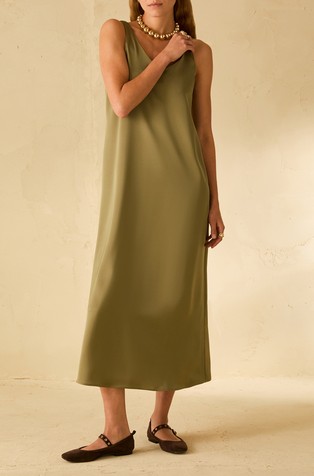 Satenska midi haljina s naramenicama